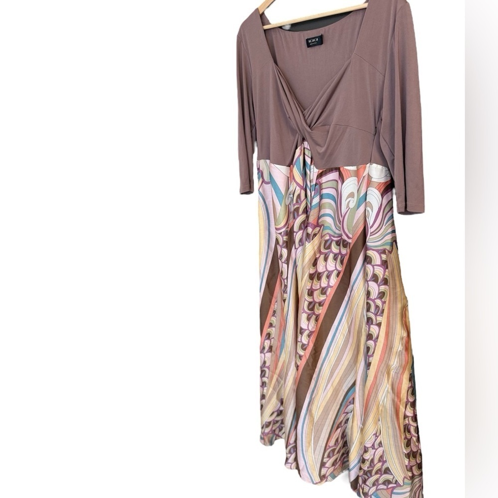 Igigi size 18 NEW without tags Brown and Multicolor Long Sleeve Dress